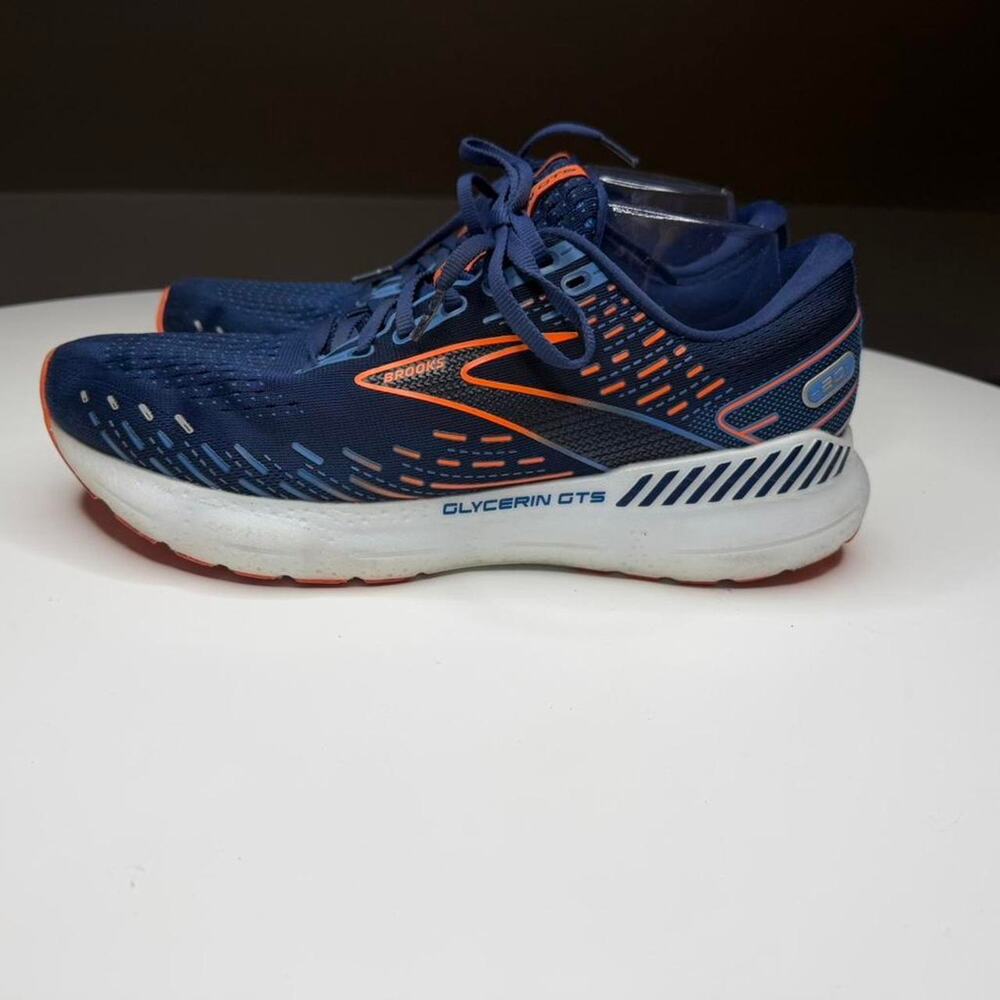 Brooks Glycerin GTS 20 Mens Running Shoes Size 11 Blue Orange Cushioned Sneakers